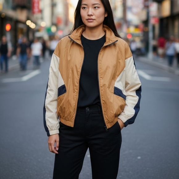 H&M Jackets & Blazers - H&M Camel and Black Bomber Jacket